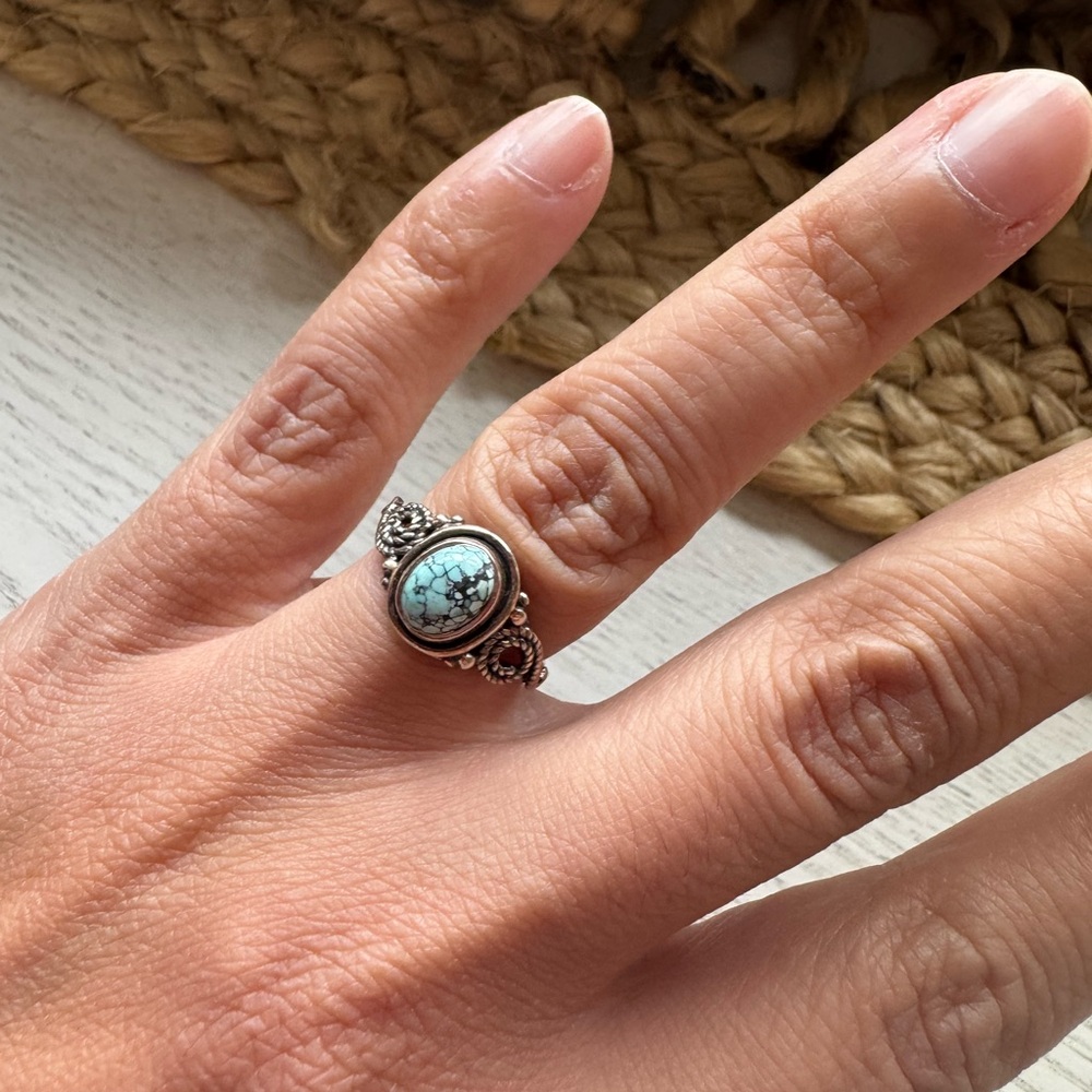 DAINTY STERLING SILVER LARIMAR ring